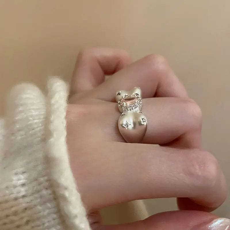 Kawaii Aesthetic Y2K Cute Fairy Sweet Bow Open Ring MK Kawaii Store