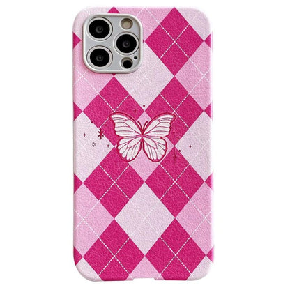 Sweet Butterfly Argyle Phone Case - IPhone Case