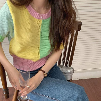 Sweet Candy Knit Top - Free Size / Pastel - Tops