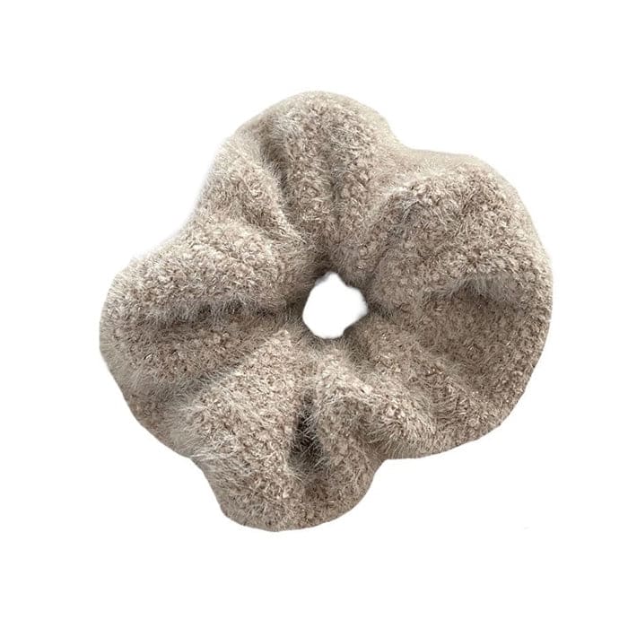 Sweet Fluffy Hair Tie - Beige - Other