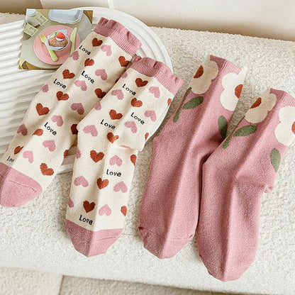 Sweet Pink Floral Socks - Socks