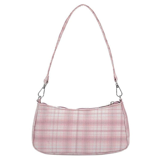 Sweet Plaid Handbag - Standart / Pink - Handbags