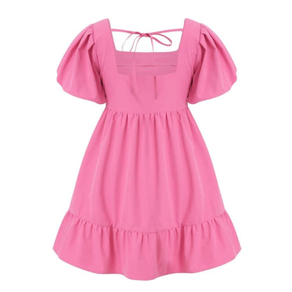 Sweet Puff Sleeve Dress - Dresses