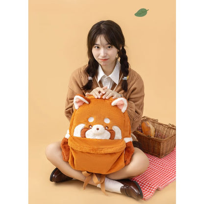 Sweet Red Panda Plushie Backpack - Brown