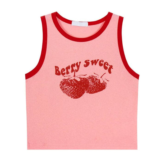 Sweet Strawberry Tank Top - S / Pink - Tops
