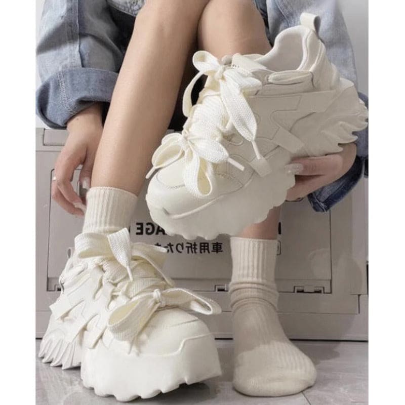 Sweet Stylish Chic White Bow Sneakers ON875 - shoes