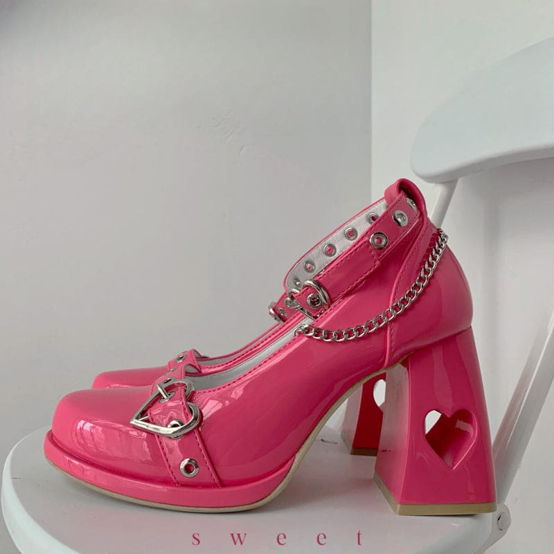 Sweetheart Y2K Pointed-toe Lolita Heels - Pink / 34/US5