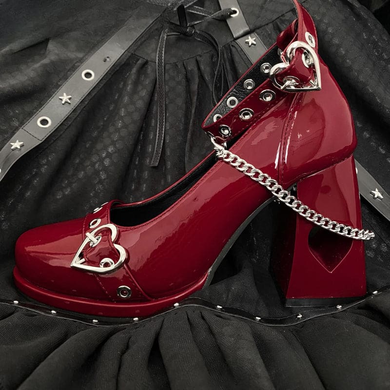 Sweetheart Y2K Pointed-toe Lolita Heels - Red / 34/US5