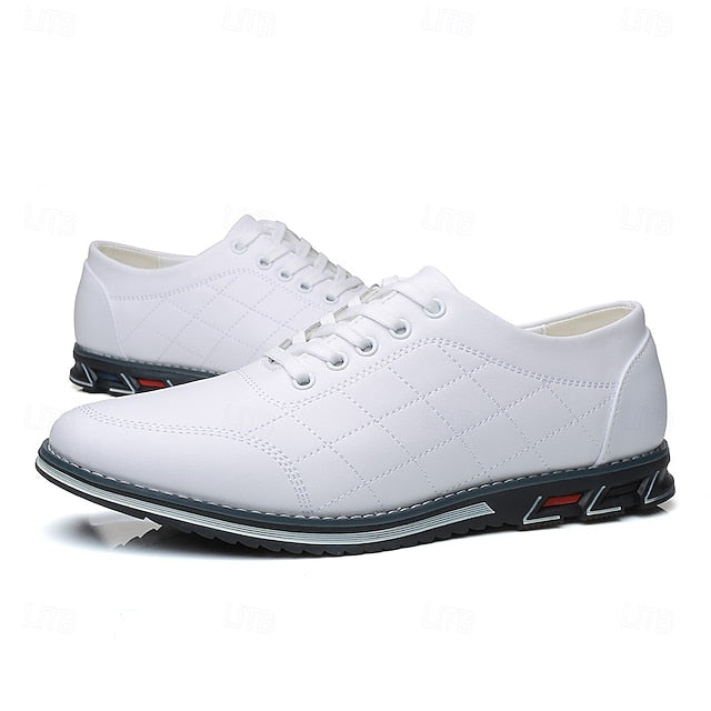 - Faux Sneakers Quilted Men's Stylish Blue Leather Lace-Up FashionChic