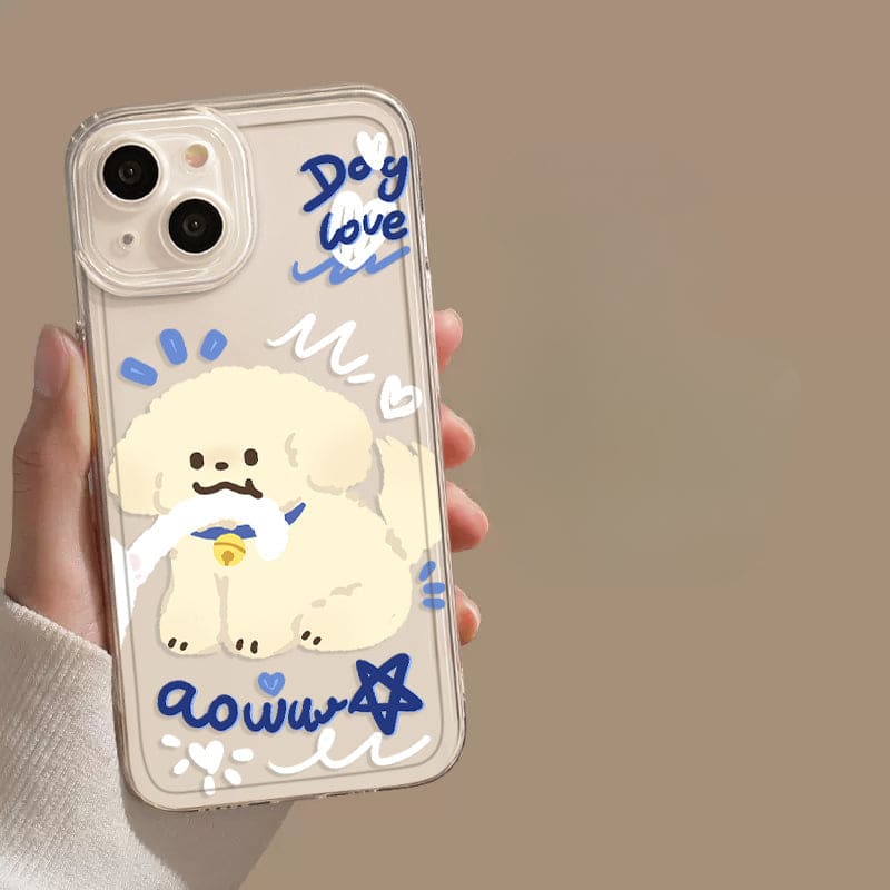 Transparent Cute Cat and Puppy Phone Case - iPhone 15