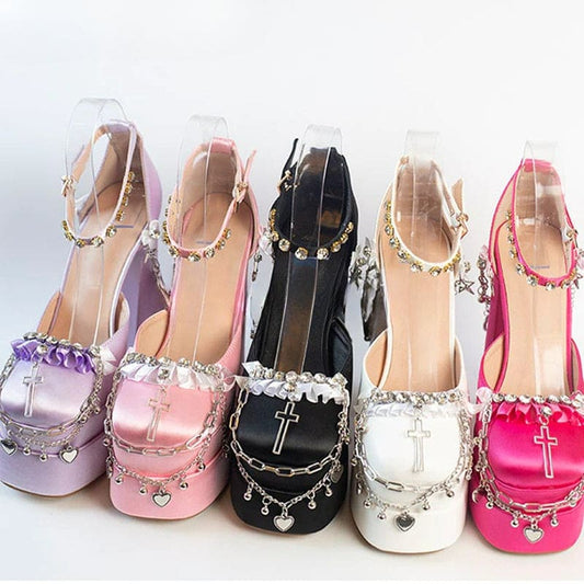Trendy Coquette Dolly Chains Princess High Heels ON1501 spreepickyshop