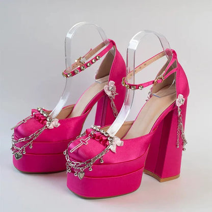 Trendy Coquette Dolly Chains Princess High Heels ON1501 spreepickyshop