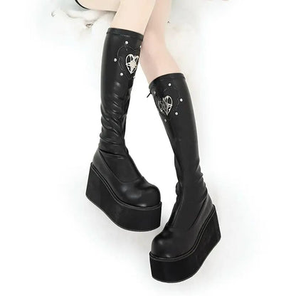 Kawaii Aesthetic Y2K Cute Fairy Trendy Elastic Devil Heart Boots ON1422 MK Kawaii Store