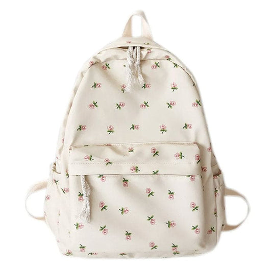 White Casual Floral Backpack - Standart / 1 - Backpacks