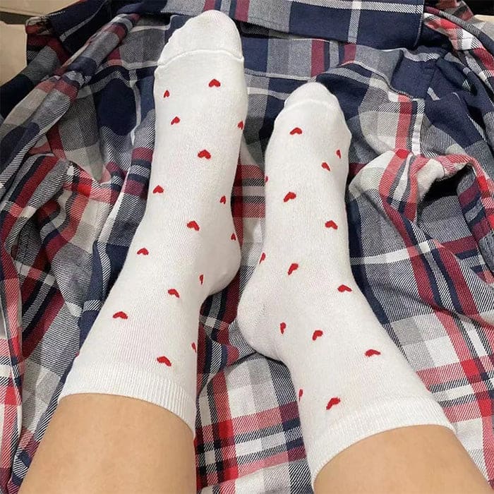 White Heart Soft Socks - White - Socks