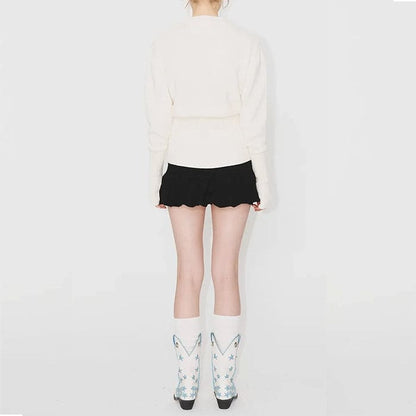 White Knit Bow Jumper - Free Size / White - Sweater