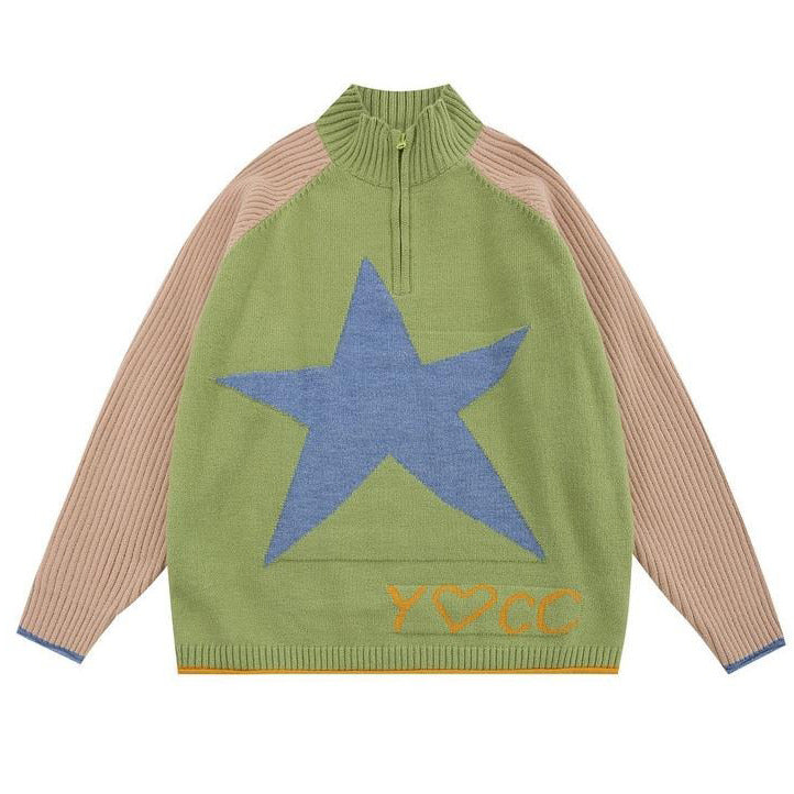 Y2K Star Print Zip Up Up Jumper Boogzel Clothing