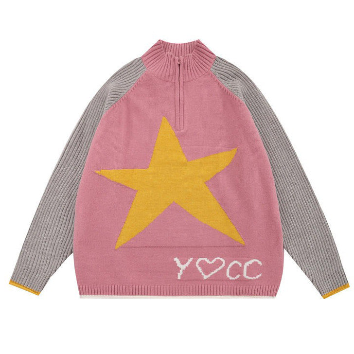 Y2K Star Print Zip Up Up Jumper Boogzel Clothing