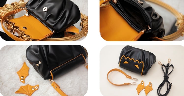 Halloween Orange Pumpkin Bat Wings Tote Bag mySite