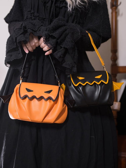 Halloween Orange Pumpkin Bat Wings Tote Bag mySite