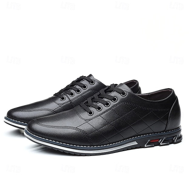 - Faux Sneakers Quilted Men's Stylish Blue Leather Lace-Up FashionChic