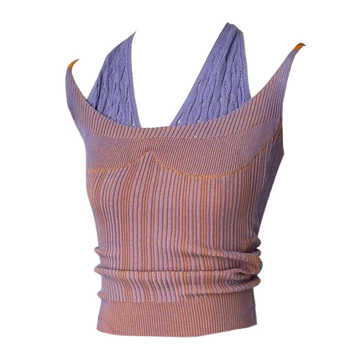 Double Layered Y2K Knit Halter Top Boogzel Clothing