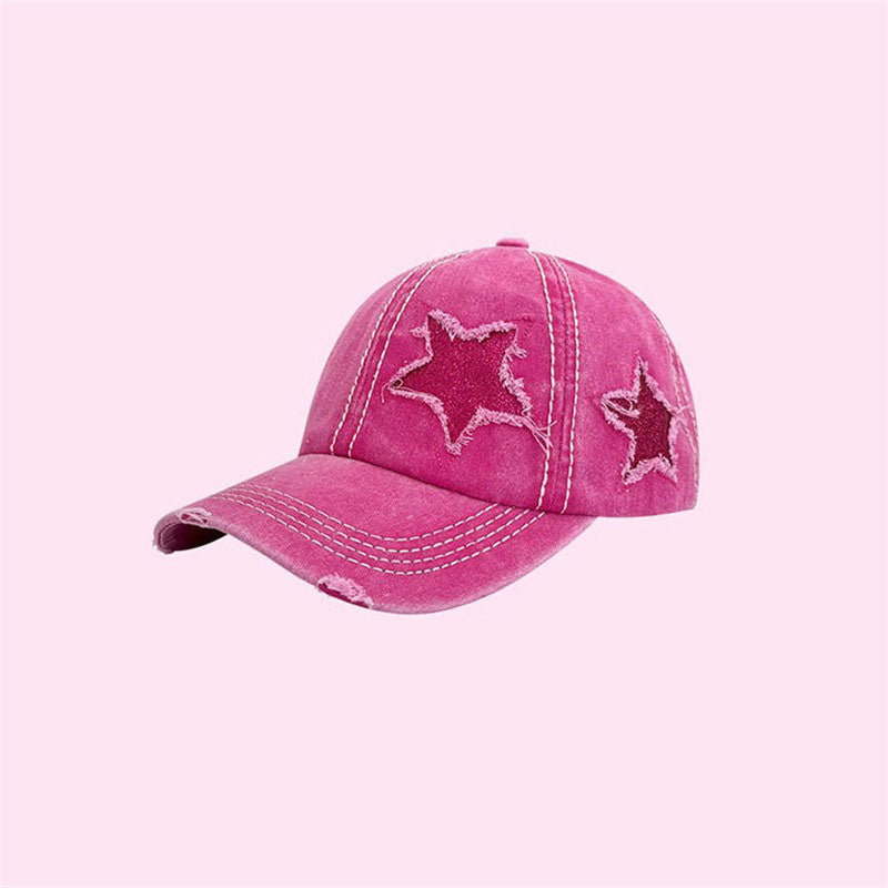 Y2K Glitter Star Denim Baseball Cap Boogzel Clothing