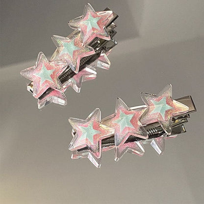 Y2K Glitter Star Hair Clip - Light Pink - Other