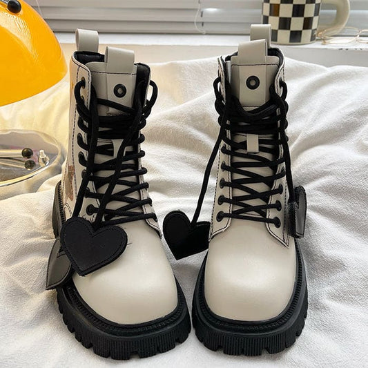 Y2K Heart Star Boots - EU35 (US5.0) / White - Boots