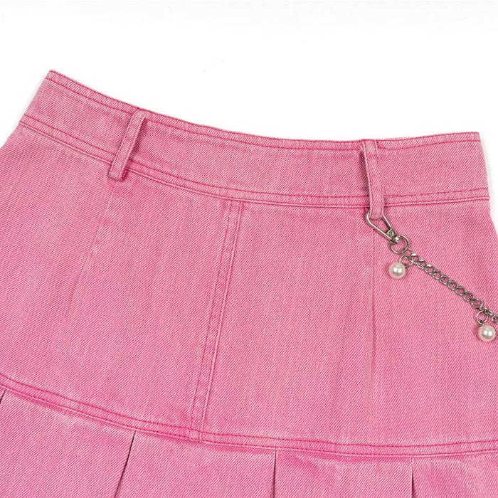 Y2K Pink Denim Skirt - Skirt