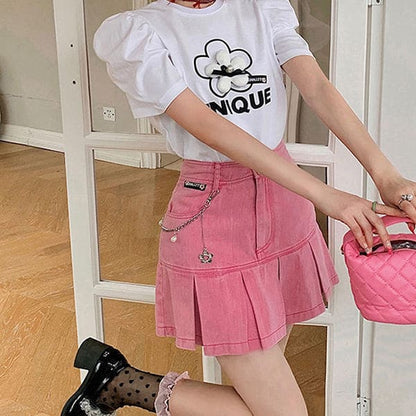 Y2K Pink Denim Skirt - Skirt