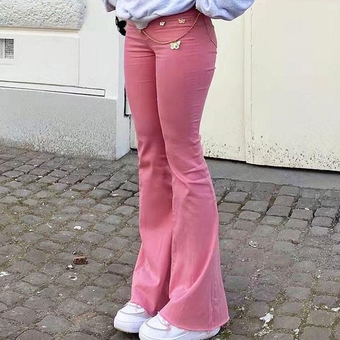 Y2K Pink Flared Pants - Pants