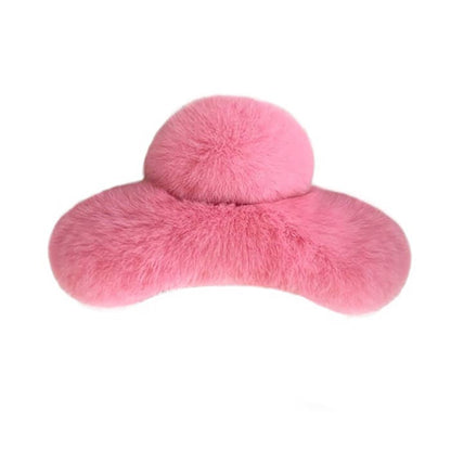 Y2K Plush Hair Claw - Pink - Other