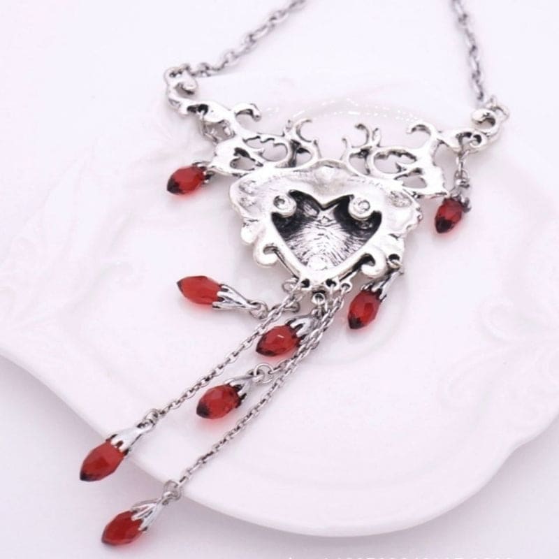 Y2K Skeleton Red Heart Necklace