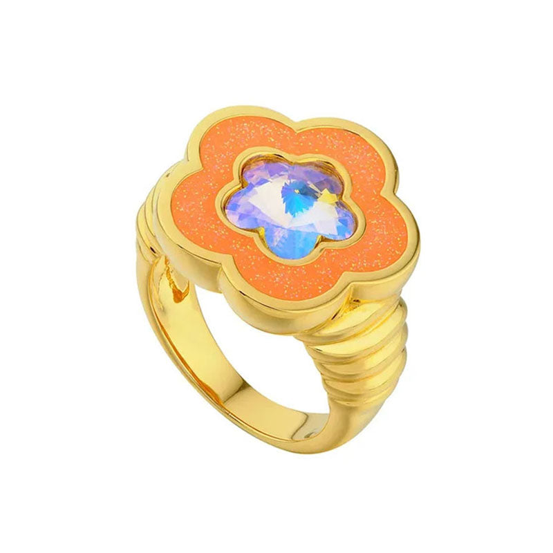 Y2K Flower Rhinestone Ring Boogzel Clothing