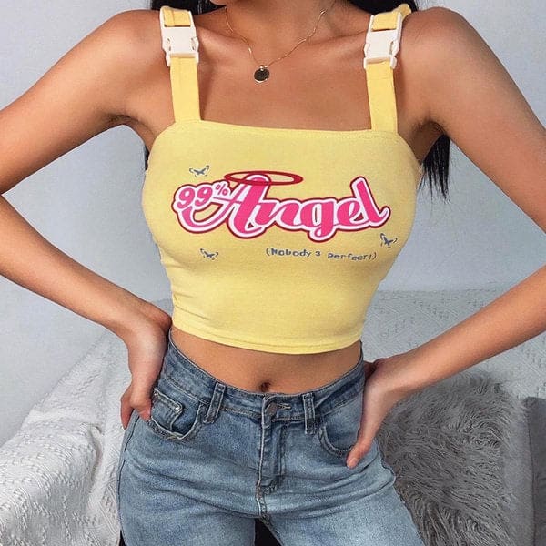 Yellow Angel Crop Top - Tops