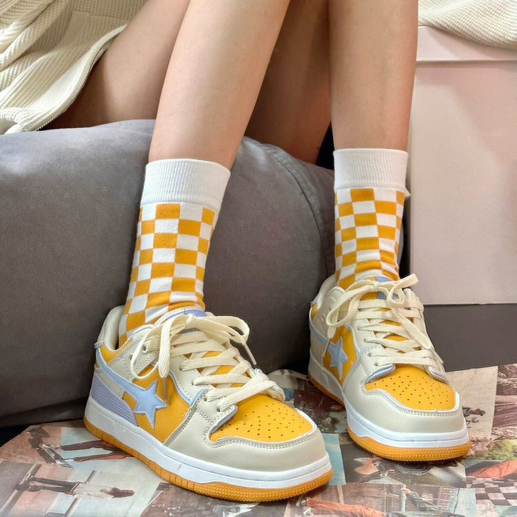 Yellow Star Aesthetic Sneakers Boogzel Clothing