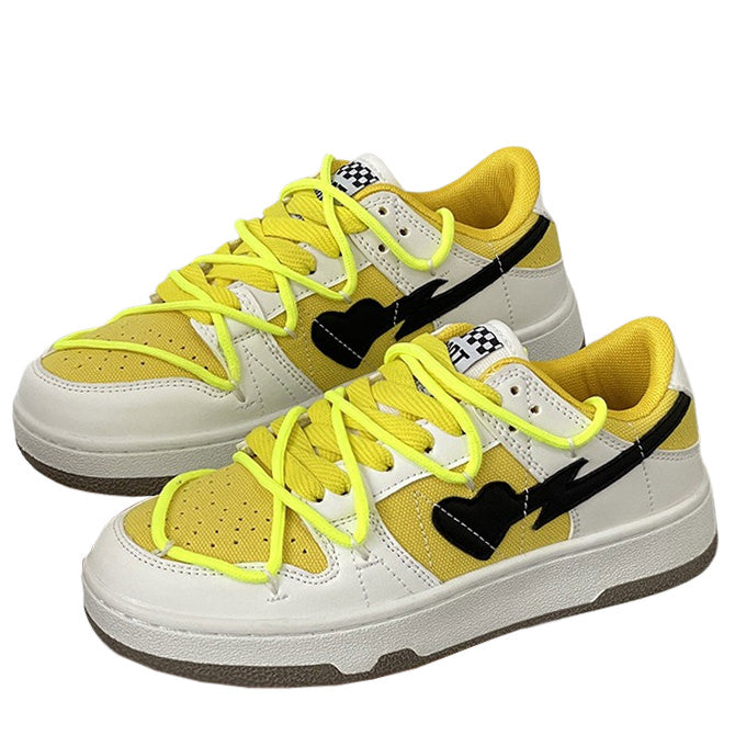 Yellow and Black Heart Sneakers Boogzel Clothing