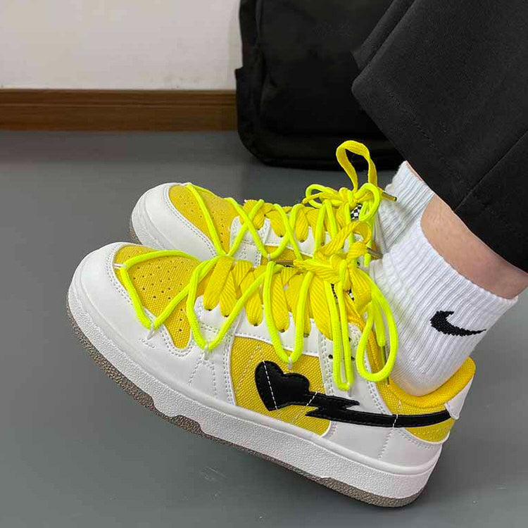 Yellow and Black Heart Sneakers Boogzel Clothing