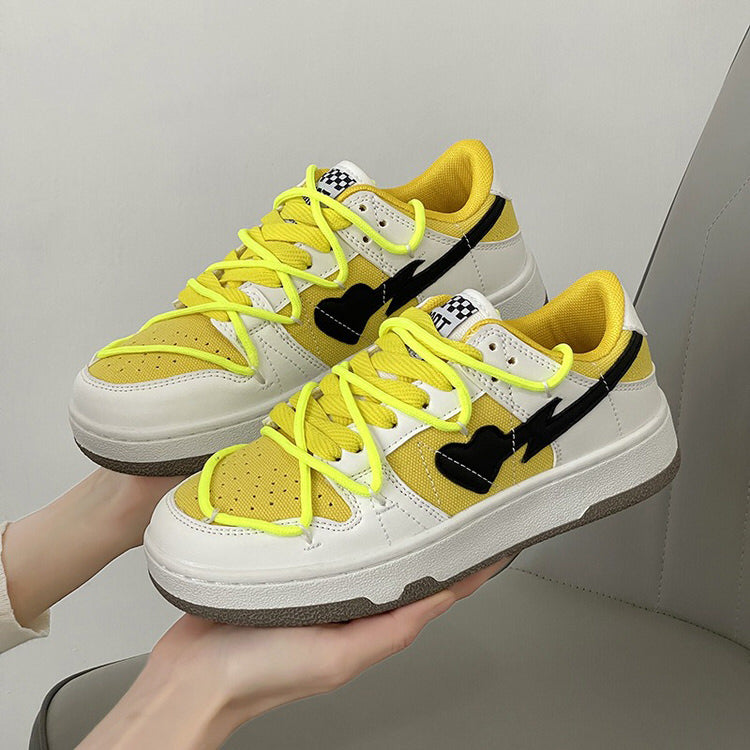 Yellow and Black Heart Sneakers Boogzel Clothing