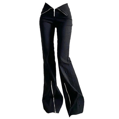 Trendy Zip Up Flared Pants SpreePicky