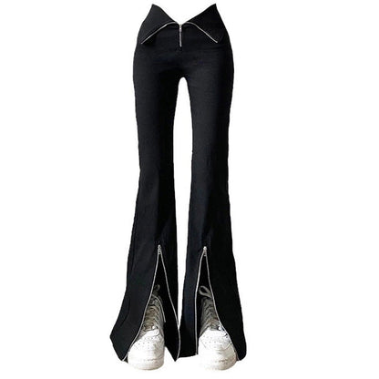 Trendy Zip Up Flared Pants SpreePicky