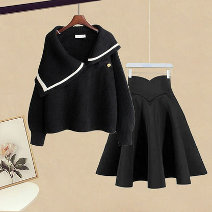 Kawaii Irregular Sailor Collar Sweater and Skirt Set ON236 - Egirldoll