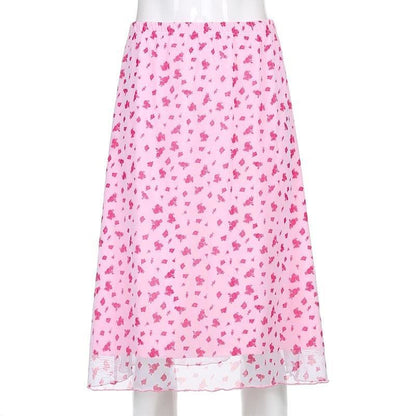 2000's Pink Cute Y2K Midi Skirt EG518 - Egirldoll