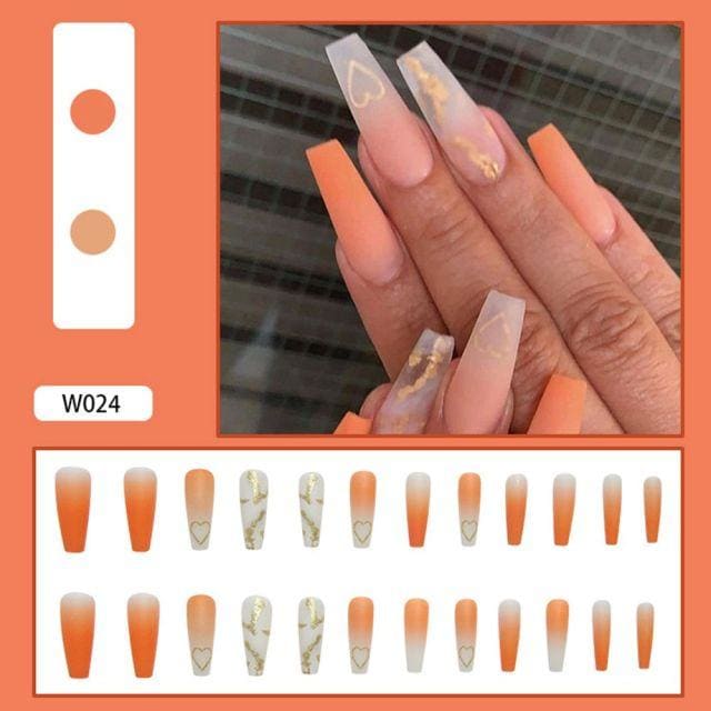 24pcs Detachable Full Cover With Glue Fake Nails BE007 - Egirldoll