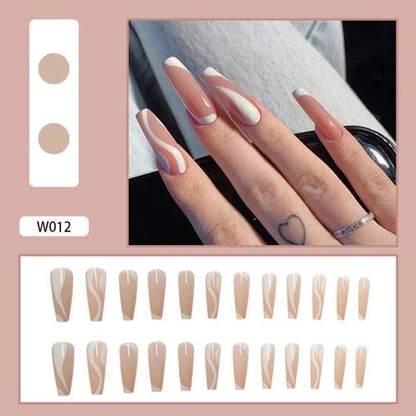 24pcs Detachable Full Cover With Glue Fake Nails BE007 - Egirldoll