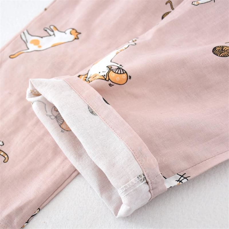 2PCS Kawaii Cat Printed Pajamas Set BE012 - Egirldoll