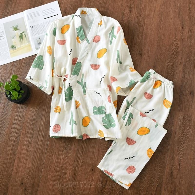 2PCS Kawaii Cat Printed Pajamas Set BE012 - Egirldoll