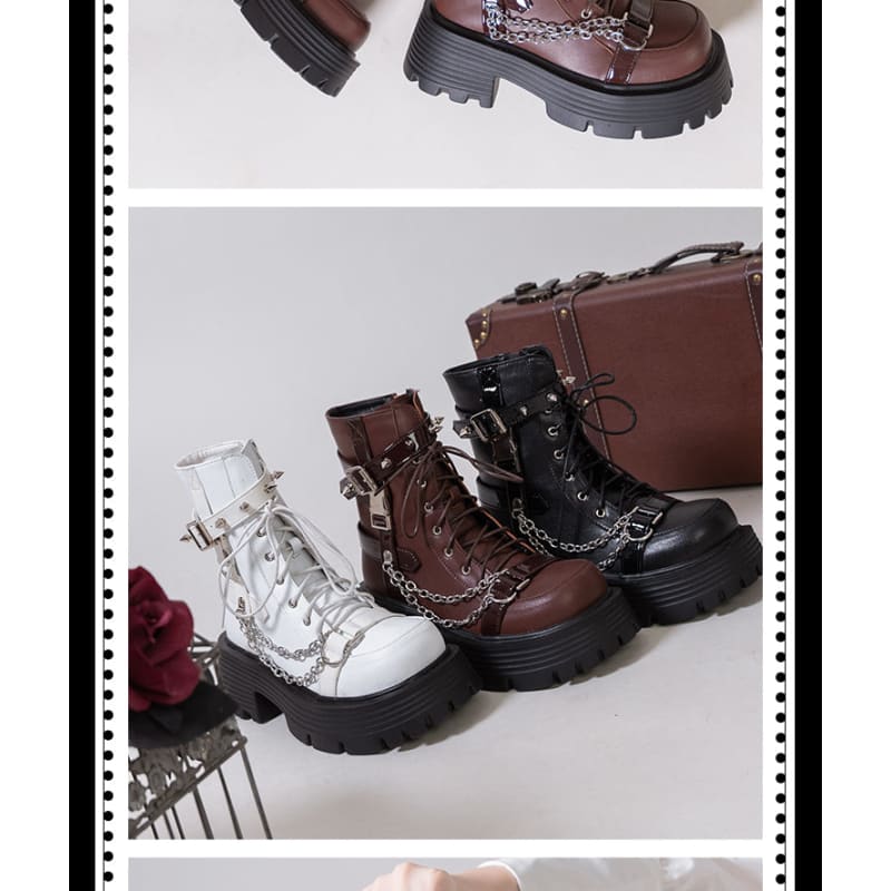 3 Colors Chains Ann PU Boots ON331 - Egirldoll