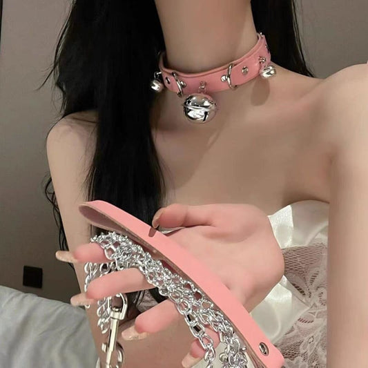 3 Colors Choker Bells and Leash ON577